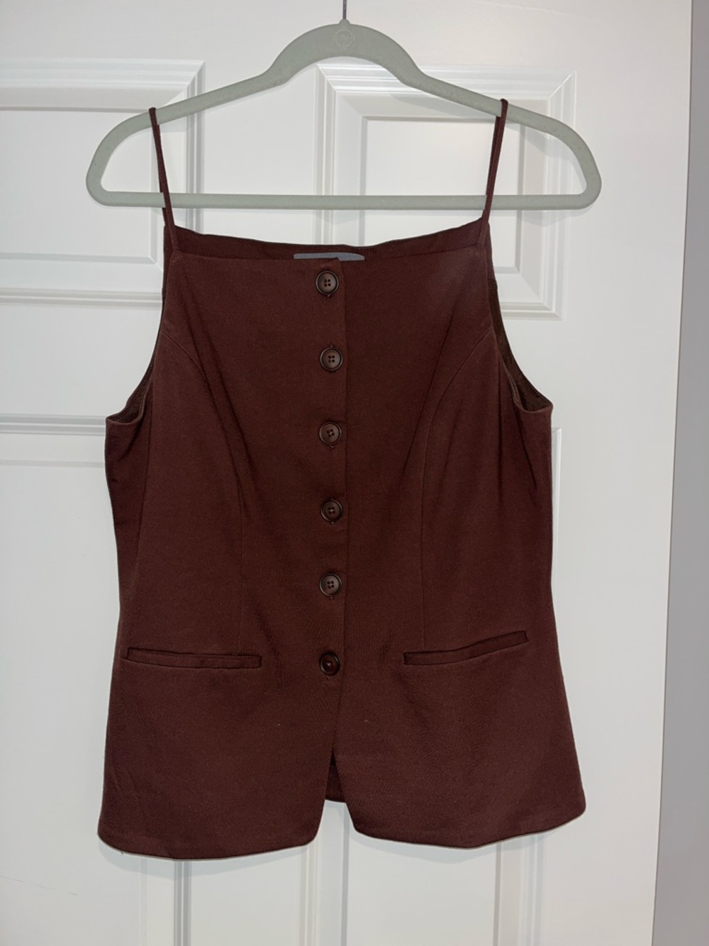 Classic Brown Button-Front Women's Top
